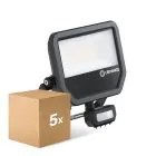 Multipack 5x Ledvance LED Floodlight Aluminium Black 41W 6000lm 100D - 840 Cool White | IP65 - Motion And Light Sensor - Symmetrical